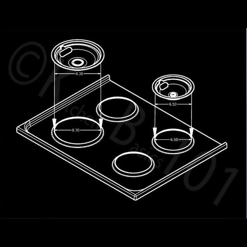 Kitchen Basics 101 Made in the USA, Porcelain Drip Pan Set Replacement for Whirlpool Amana Maytag W10288051 : 2 ea 6” 93169204b and 8" 93169205b, AP4507828,1874987, 4396070, 4396072, AH2377787 - Image 4